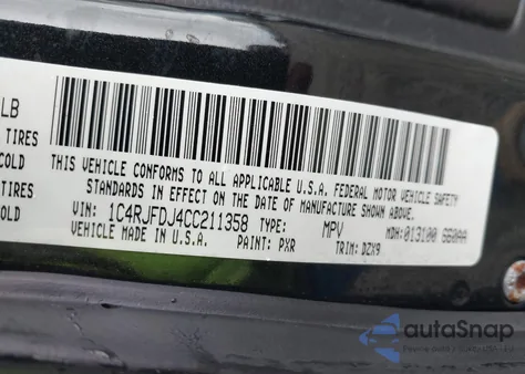 2012 Jeep Grand Cherokee Srt8 z USA, uszkodzony, nr VIN 1C4RJFDJ4CC211358